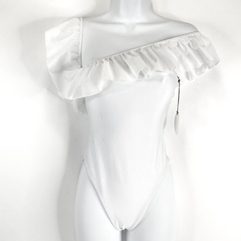 Tularosa Swimsuit Women's Sz XXS White Kimber One Piece Shoulder Ruffle $148 Nwt - Picture 2 of 16